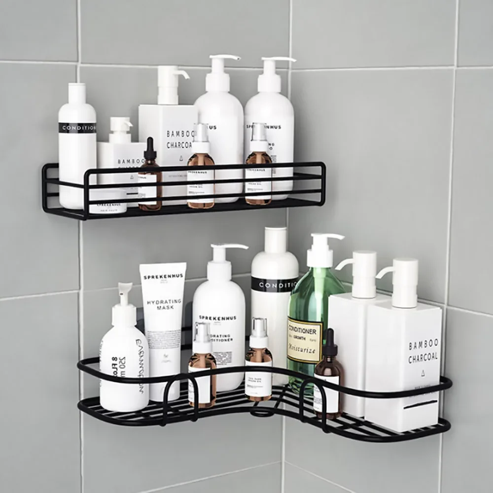 1/2PCS Bathroom Metal Shelf No-Drill Metal Corner Shelf Shower Storage Shelf Bracket Bathroom Accessory Organizer Shampoo Shelf 2