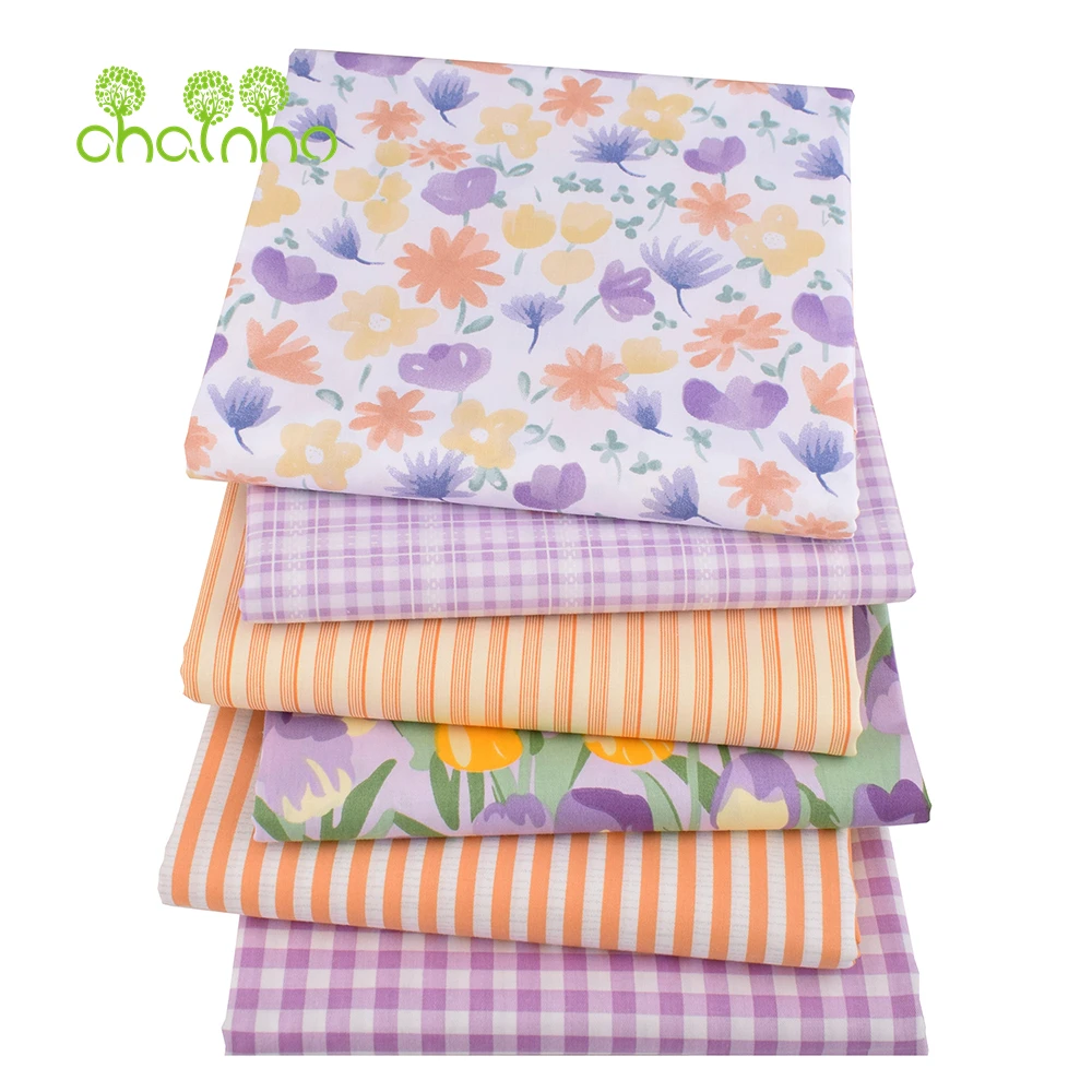 Chainho,Printed Twill Weave Cotton Fabric,DIY Quilting Sewing Material,Home Handmade Textile,Patchwork Cloth,5 Sizes,25C11