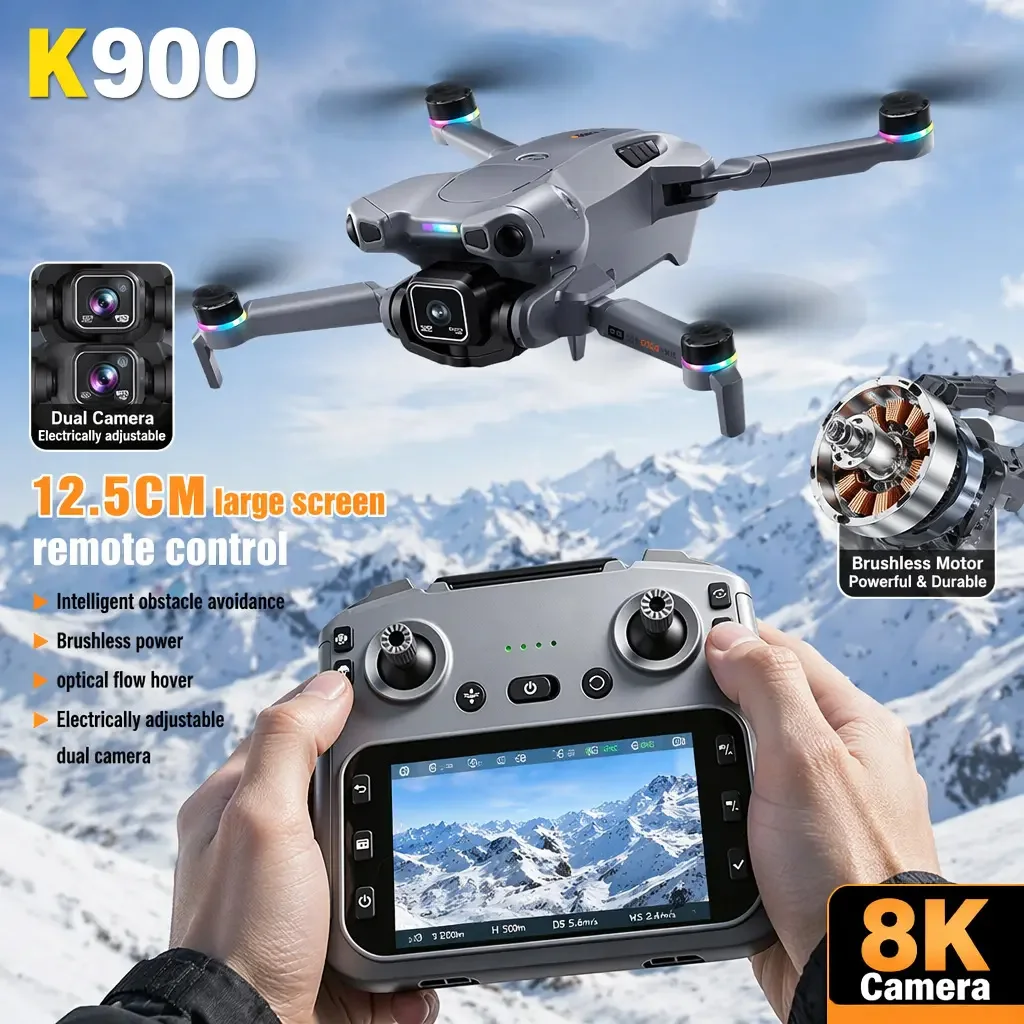 새로운 K900 Max 접이식 드론 8K 듀얼 카메라 스크린 리모컨 헬리콥터 GP..