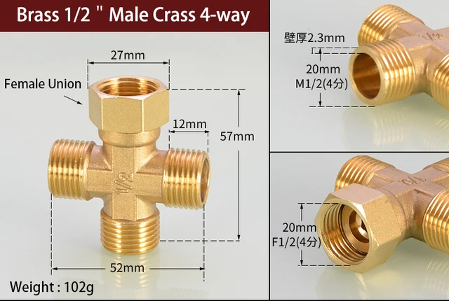 2 Raccordi A Croce In Ottone 1/2" - Filettatura Maschio, Per Acqua Potabile E Impianti Idraulici - Foto 8