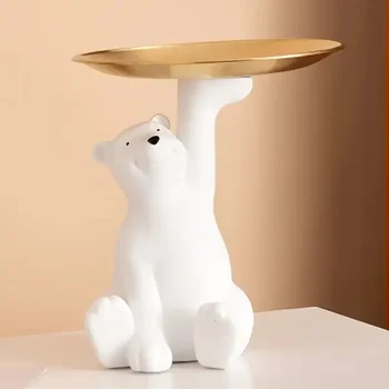 Creative Cute Polar Bear Seated Position Tray Storage Accessories That Can Store Keys Decorations for Friends Birthday Gifts