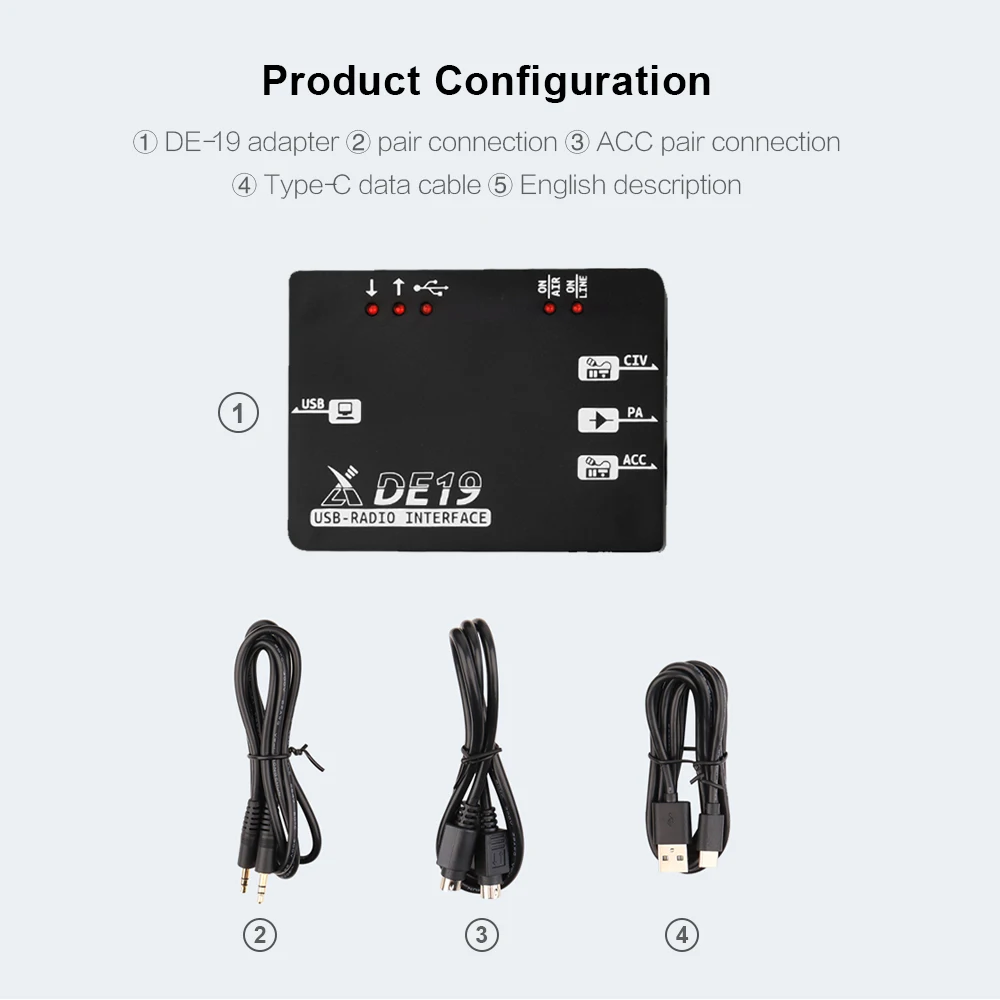 XIEGU DE19 Data Expansion Adapter Portable For G90/G106/X5150 Short Wave Transceiver XPA125B USB Radio Interface CIV PA ACC