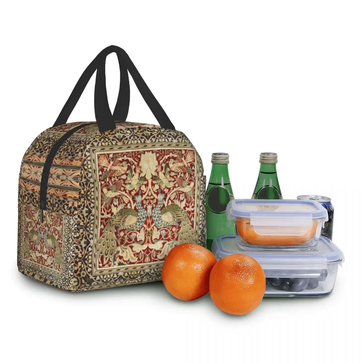 William Morris Floral Textile Print Thermal Insulated Lunch Bag Women Portable Lunch Box for Kids School Multifunction Food Bags