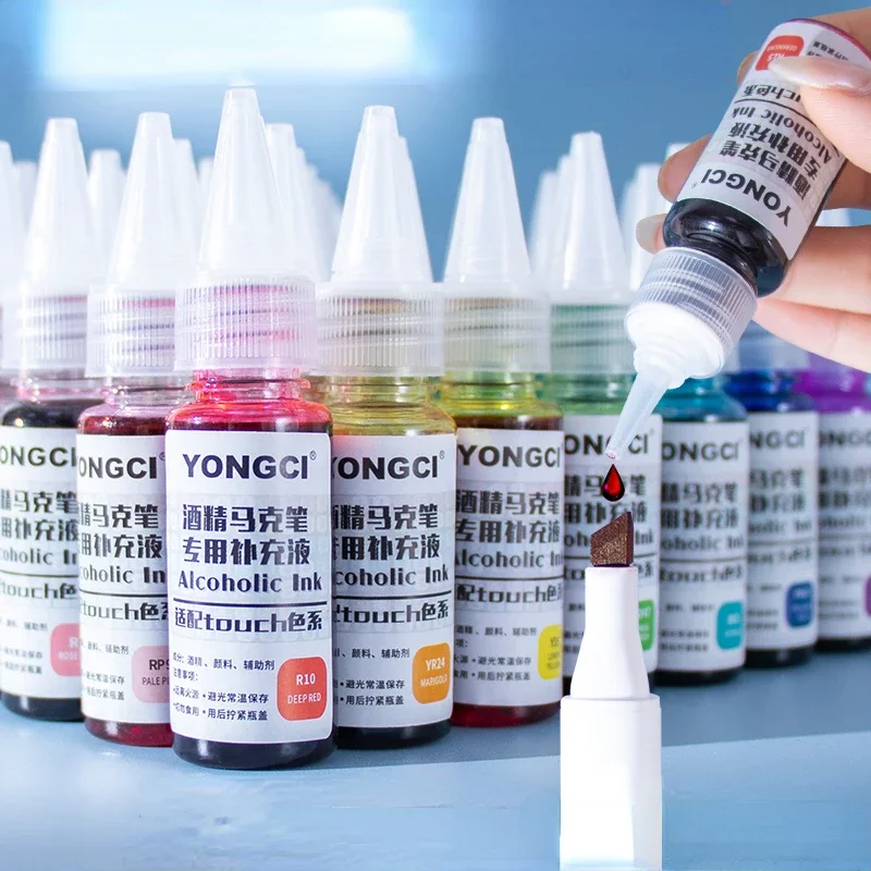 56 Color 20ML Alcohol Marker Ink Refill Touch Universal Dropper Environmental Protection Art Painting Stationery Accessories