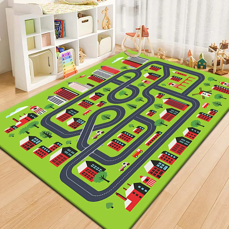 VIKAMA Cartoon Runway Carpet Parking Lot Road Game Floor Mat Household Non-Slip Dirt Resistant And Easy To Manage Foot Mat
