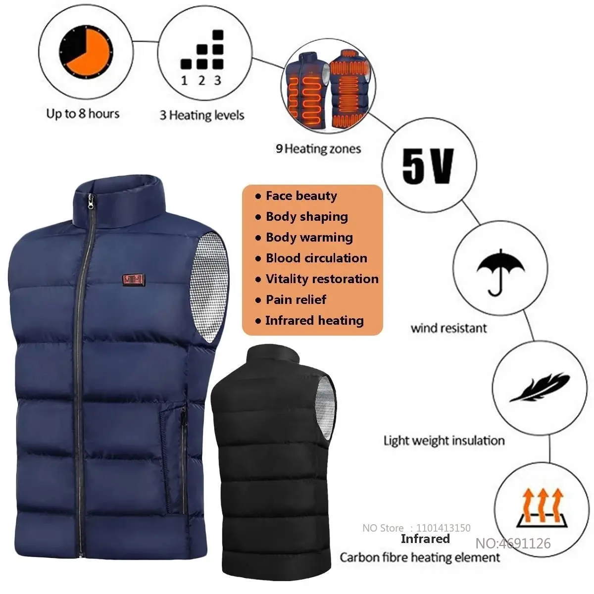 Heated Jacket 21 Areas Heated Vest Men Electric Heating Vest Usb Heated Jacket Women Bodywarmer Down Jacket Winter
