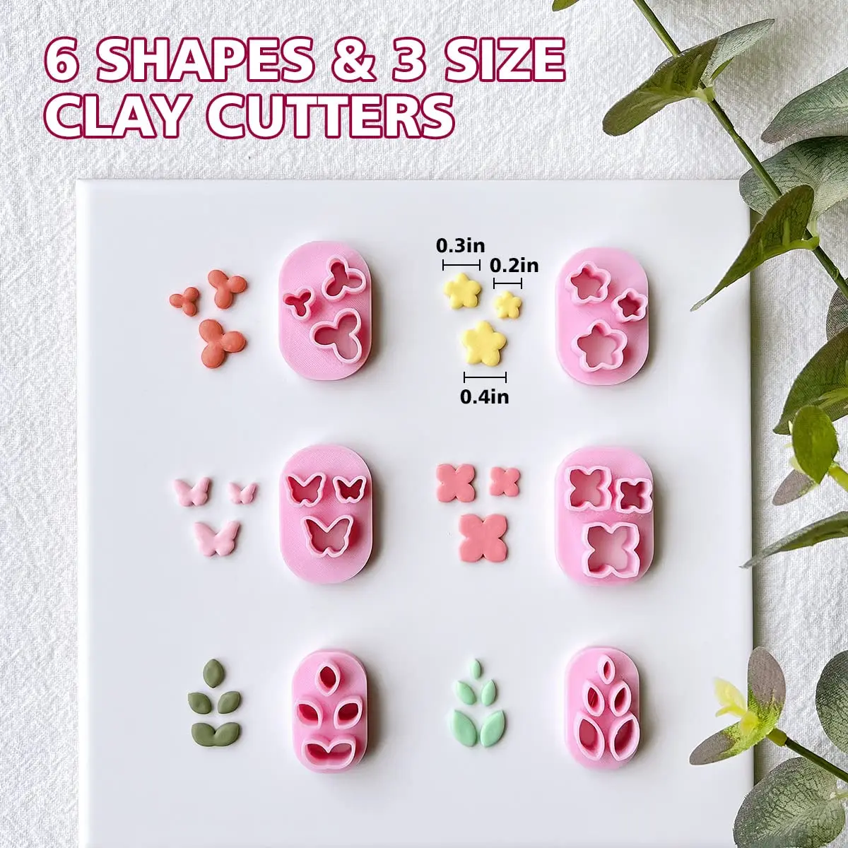 Plant Series and Mini Butterflies Shape Soft Pottery Polymer Mold Bohemian Clay Cutter Handmade Set