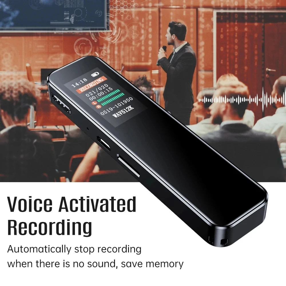 ATJ2127 Pro Voice Recorder HD Lossless 20Hrs 7-Language AGC Auto Stamp Password Protected MP3 Player Study/Business