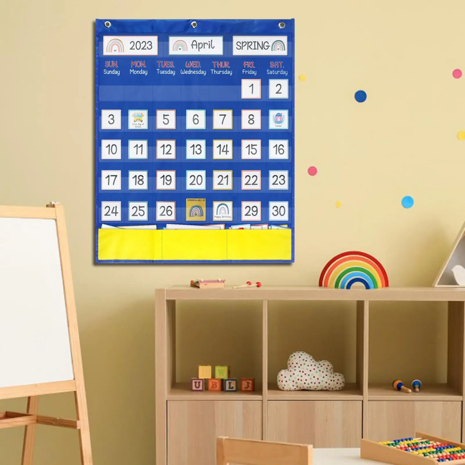 

Calendar Pocket Chart Complete Monthly Kindergarten Weekly Calendar Homeschool Back with 89 Cards Education Classroom Calendar