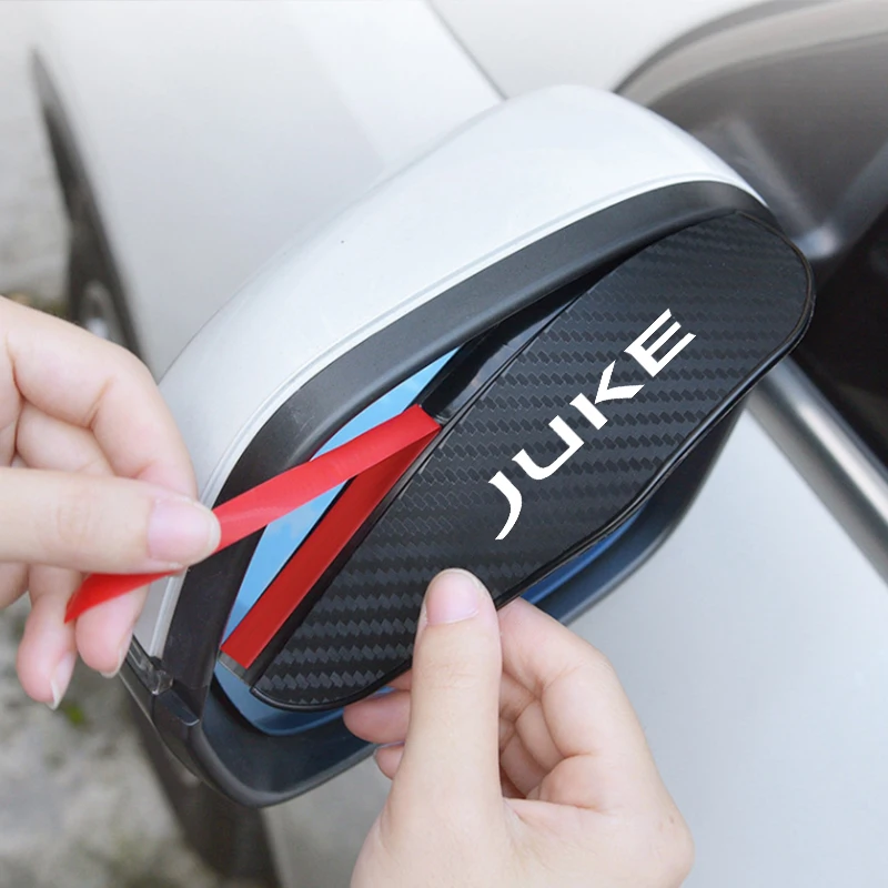 2x Car Rearview Mirror Rain Eyebrow Visor Carbon Fiber Car Rearview Side Snow Sun Visor Rain Cover for Nissan Juke F15 F16