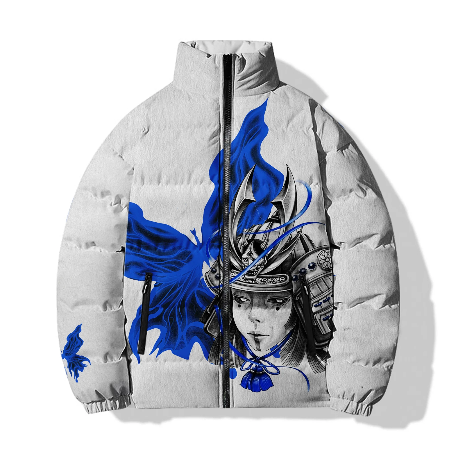 thumbnail image 1 of Abrigos de hombre de anime japonés, nuevos abrigos de moda, abrigos de plumón, abrigos de invierno cálidos y samuráis geniales para hombre, chaquetas de hombre de alta calidad con impresión 3D, 1 of 4