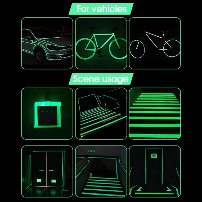 3Meter Green Luminous Self-Adhesive Tape Glow In The Dark DIY Wall Sticker Fluorescent Safety Emergency Stairs Party Supplies
