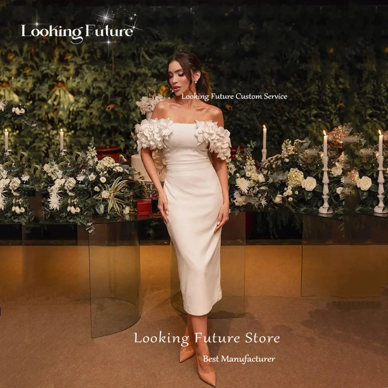 Customized Simple Satin Short Mermaid Strapless Wedding Dress Sexy Backless Off Shoulder Pleat Button Appliques Mid-Calf Bride 15 S077b1d1f0fdd402e900bddb1ea8a5ccf0