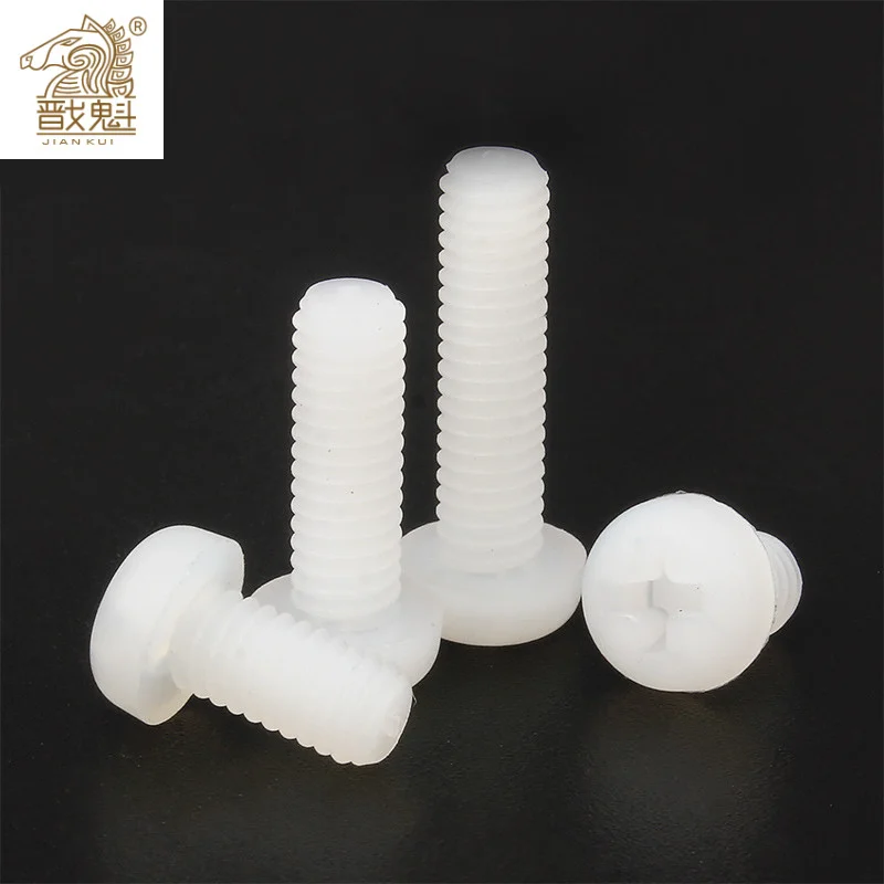 10/50X M2 M2.5 M3 M4 M5 M6 M8 Metric Threaded Nylon Plastic Phillips Pan Head Cross Round Screw Bolt length 5mm-25mm