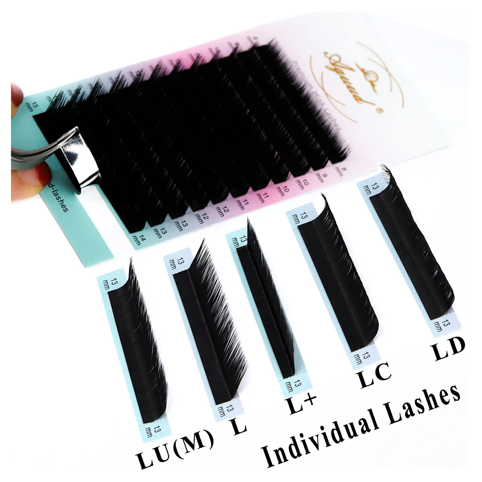 AGUUD L+ LC LD LU(M) L Individual Eyelashes Extension Matte Mink Volume Eyelash Extension L+/LU/M Curl Makeup false Lashes l m lu lc ld c cc d dd eyelash extensions matte black 8 15mm false individual eyelashes soft silk makeup lashes extension