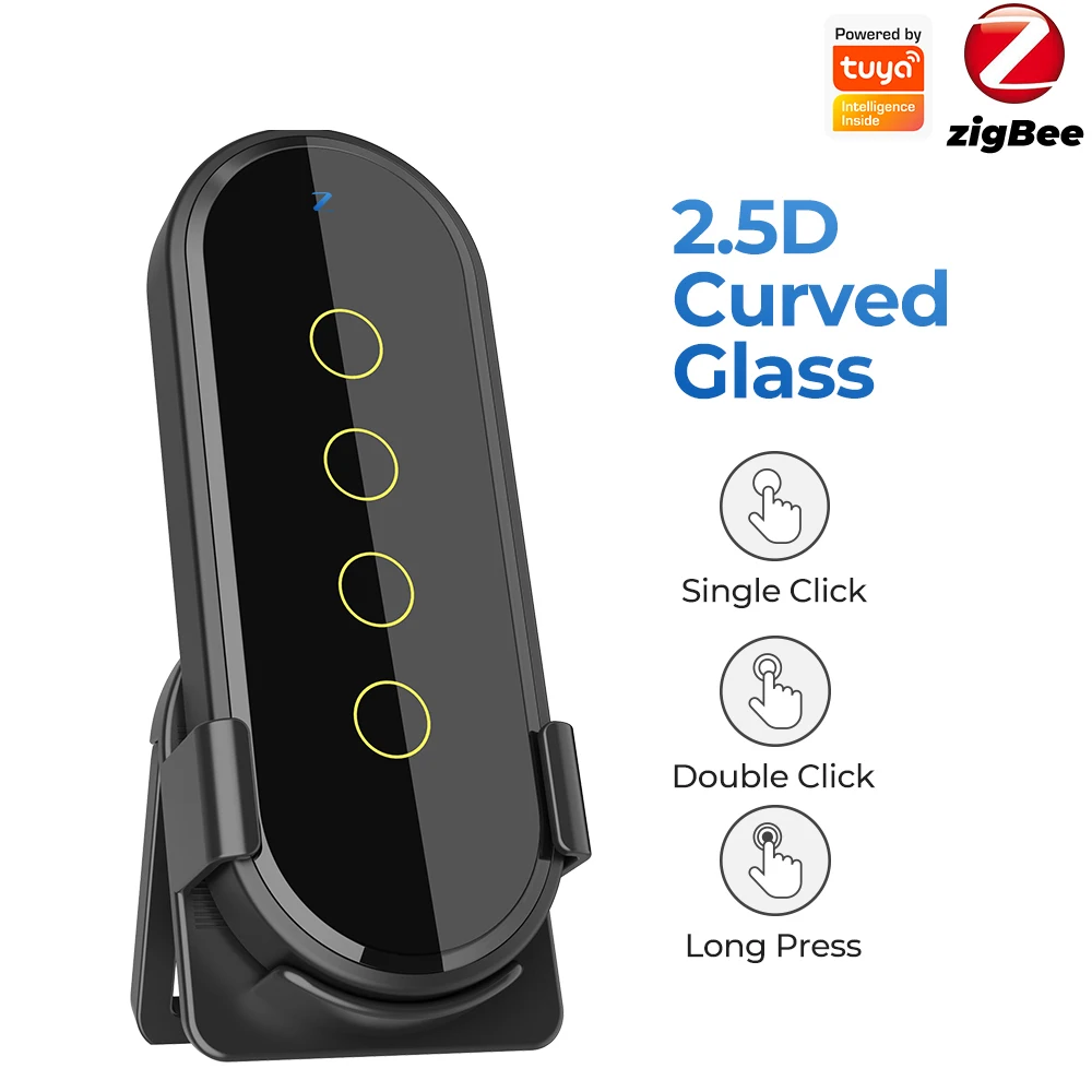 

2023 New Tuya ZigBee Wireless Smart Home Scene Switch Light 4 Gang 12 Scene Touch Light Switch Remote Control Smart Life App