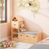 Kids Bookcase and Bookshelf with Reading Nook, Multifunctional Bookcase with 3 Open Storage Cubbies and 3 Drawers 3