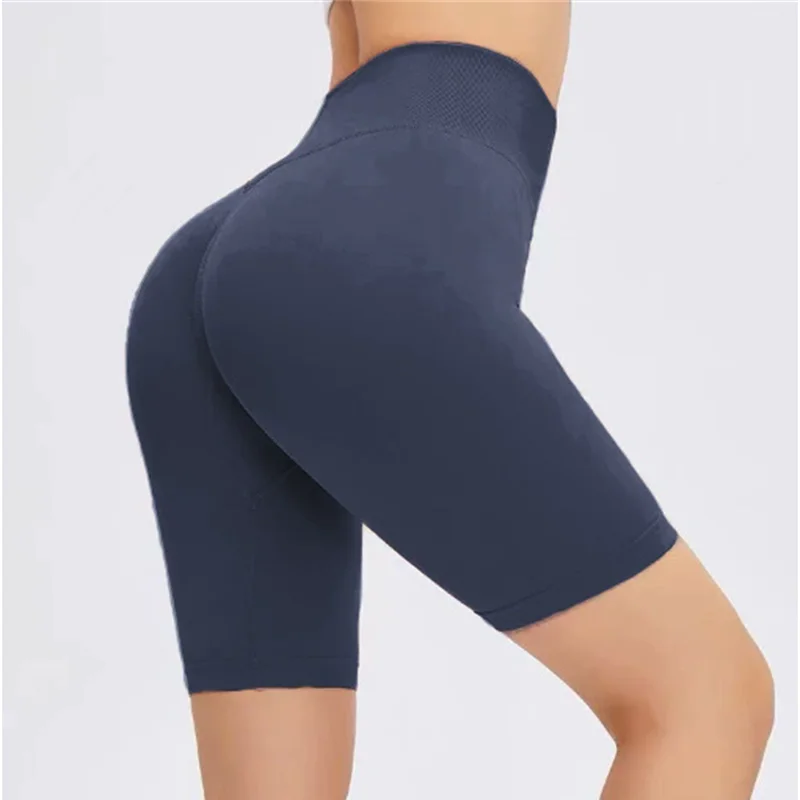 High-waisted Peach fitness quarter pants Women's stretch tight hip lift quick dry running yoga shorts