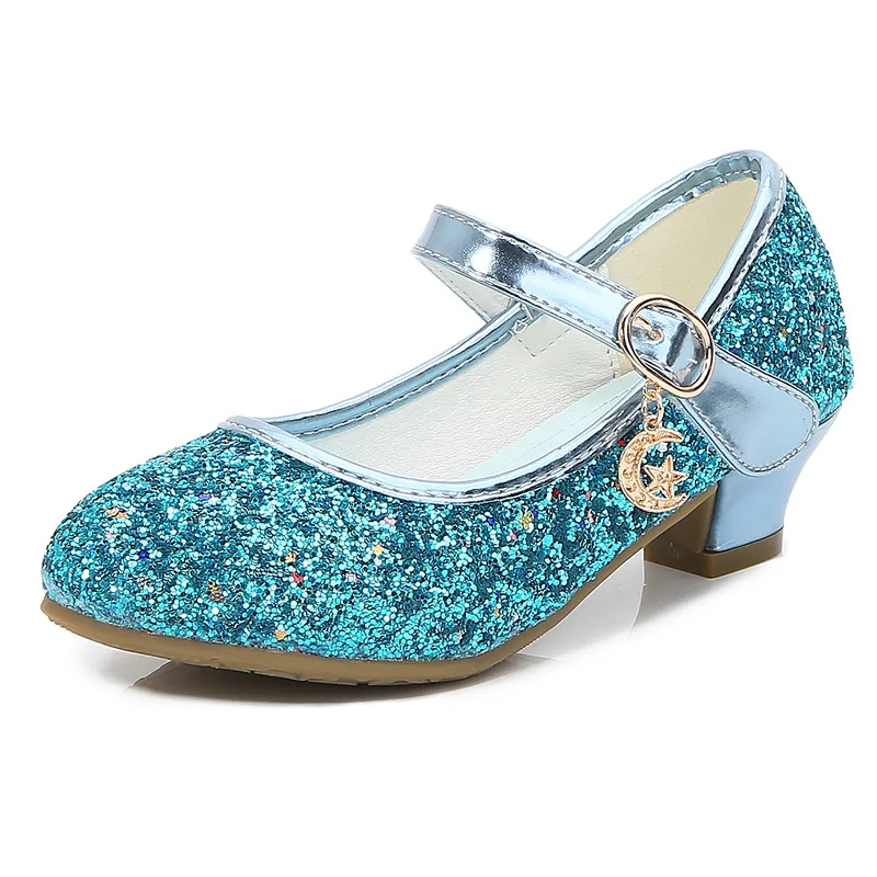Girls Purple High Heels For Kids Princess RED Leather Shoe Footwear Children's Dress Party Wedding Shoes Round Toe 2