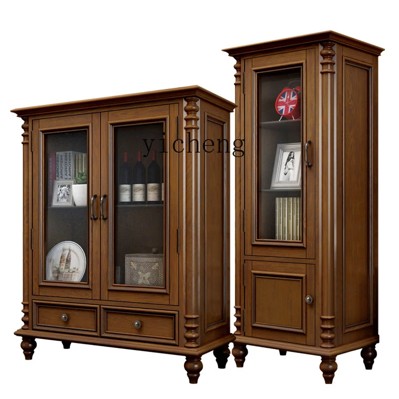 

ZC Multi-Function Locker Side Cabinet Floor Cabinet Living Room Ash Wood Furniture Height Low Cabinet