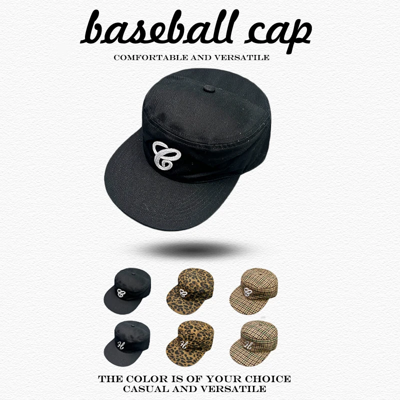 Sonnenblende Flache Kappe Vielseitige Persönliche Schirmmützen Mode Neu Herren Damen Retro Buchstaben Tausend-Vogel-Leopardenmuster Baseballkappen