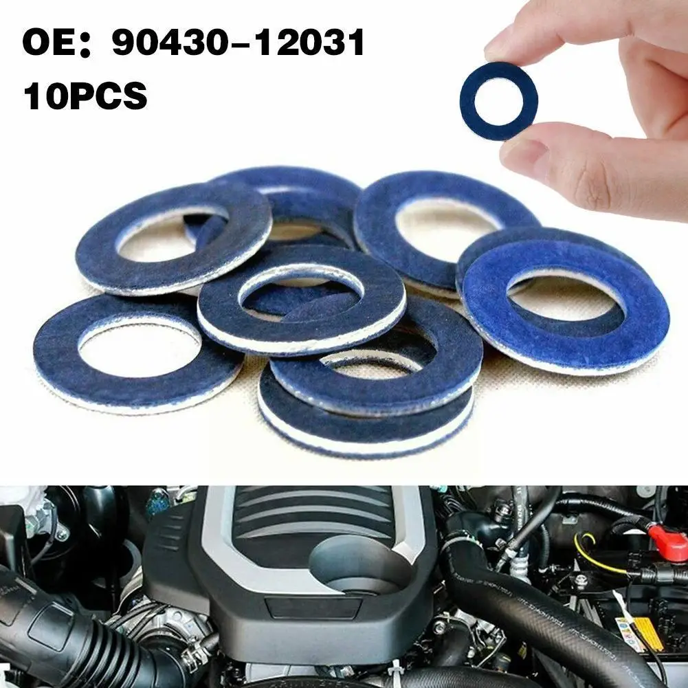 

10pcs Car Engine Thread Oil Drain Sump Plug Gaskets Washer 12mm Hole Nut Seal For Toyota Lexus OE# 90430-12031 90341-1 I3G2