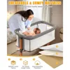 Baby Bassinet Bedside Bassinet, Baby Cradle with Machine-Washable Sheets, Four-Sided Breathable Mesh, 6 Height Adjustable 3