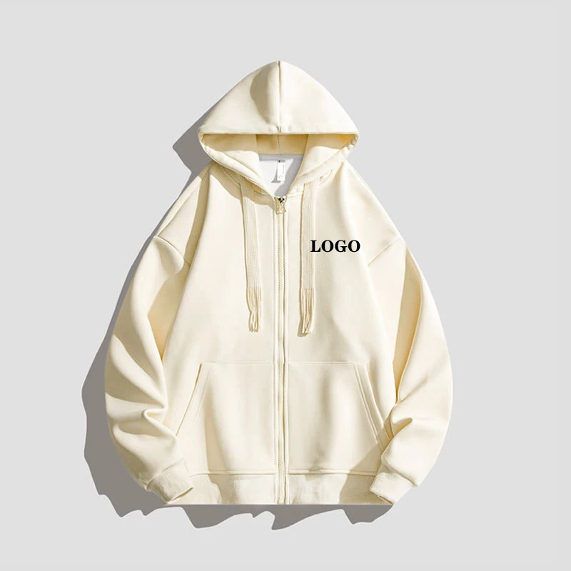 

Custom Logo Autumn Winter Sweater Coat Men's Hooded Cardigan Casual Sports Solid Color Top Loose Fit Long Sleeve Jacket Fashion