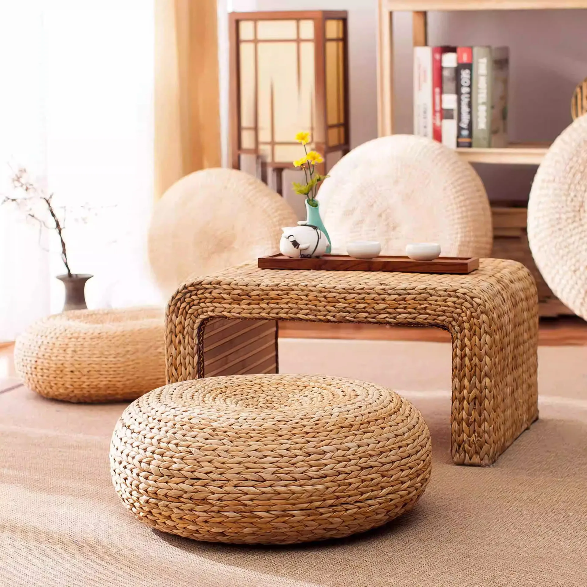Straw Futon Cushion Tea Ceremony Home Ground Japanese Tatami Meditation Meditation Worship Mat Cattail Floor Cushion 2