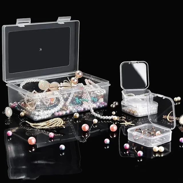 Boîte en plastique transparente, boîte d'emballage, boîte de rangement de bureau Portable pour bijoux féminins, matériel fait à la main, bricolage 2