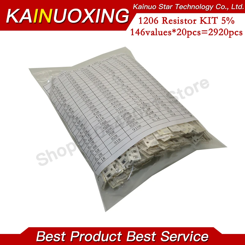 0603 0805 1206 SMD 5% 저항기 샘플 키트, 1R-1M ohm 146Values X20 PCs = 2920PCs