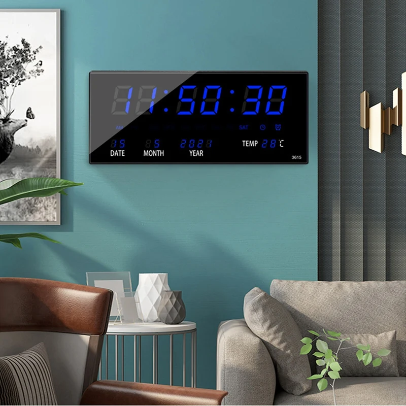 LED Perpetual Calendar Electronic Clock Digital Wall Clock Alarm Hourly Chiming Temperature Table Clocks Home Office