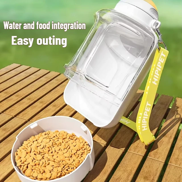 New dog ton ton large capacity pet out drinking pot cat water dispenser portable water cup water and food integrated bowl 4