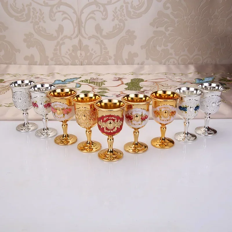 Metal Wine Glasses Retro Wine Cup Goblet Vintage European Style Champagne Cocktail Glasses Bar Home Decor Drinkware