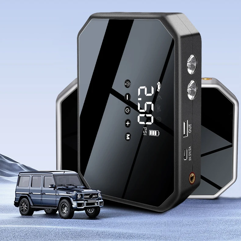 Car Jump Starter Air Pump Power Bank Lighting Portable Air Compressor 4 In 1 Cars Battery Starters Starting Auto Tyre Inflator