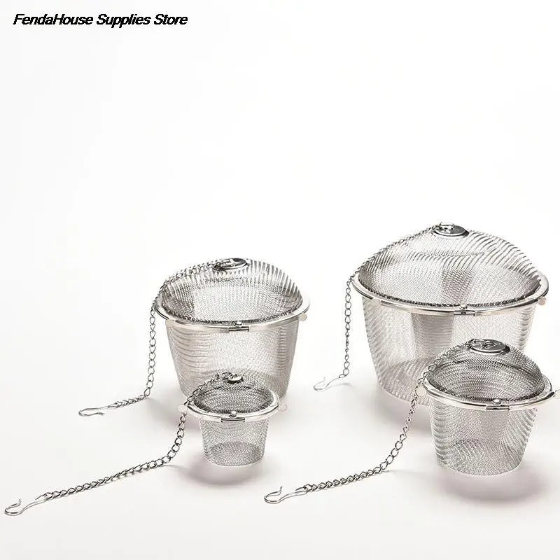 Description Picture 4 of item45/65/85/110mm Silver Reusable Stainless Mesh Herbal Ball Tea Spice Strainer Teakettle Locking Tea Filter Infuser Spic
