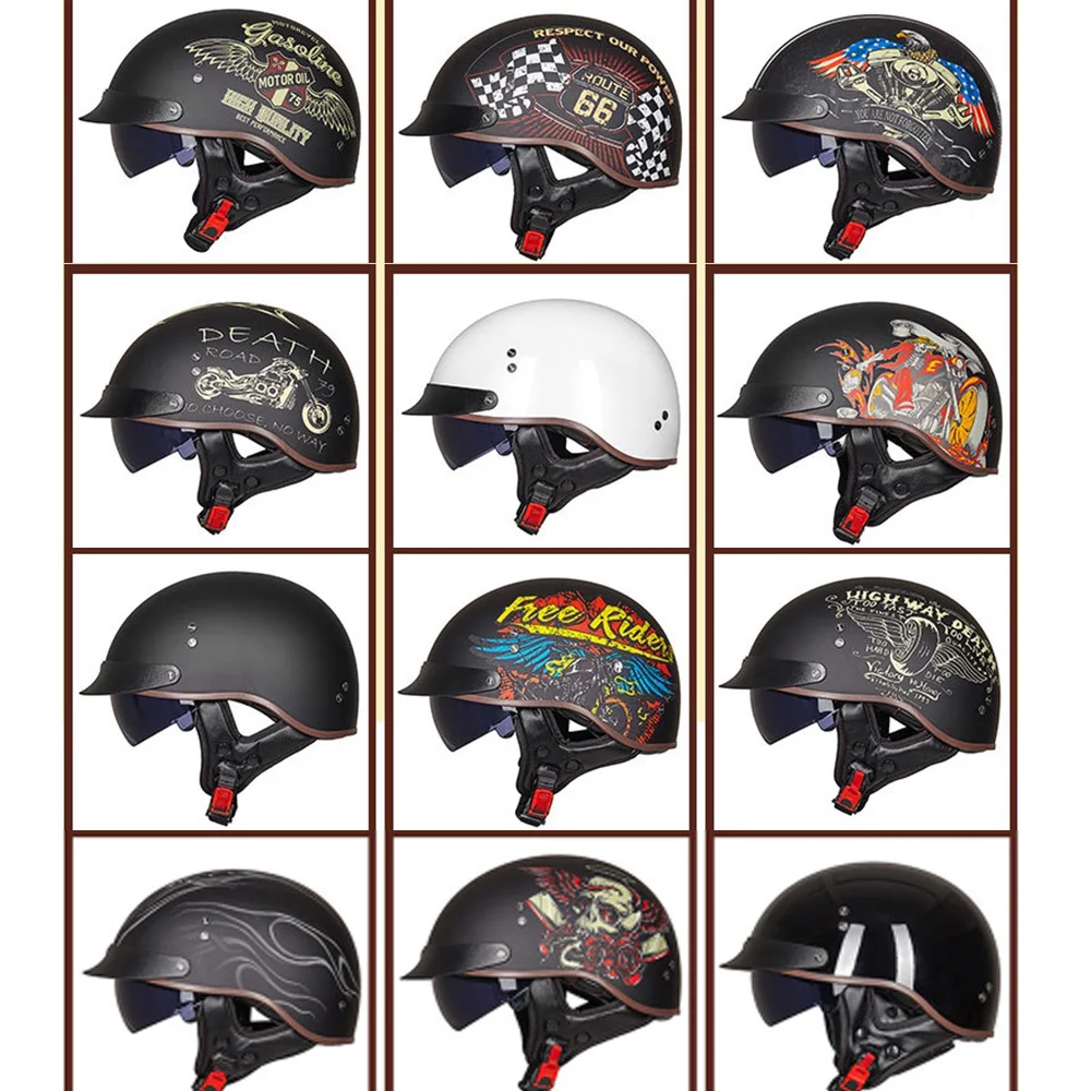 Motorcycle Helmet Casco Moto Half Helmet German Classic Moto Helmet Retro DOT Certification Capacete De Moto With HD Visors images - 6