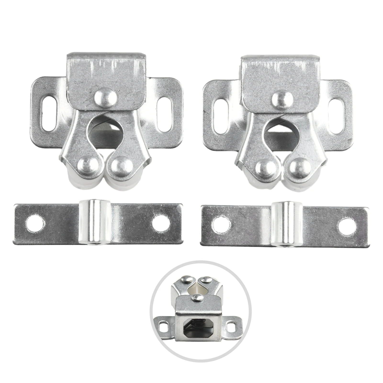 Description Picture 4 of item2 Sets Cabinet Roller Catch Door Stop Closer Stoppers Damper Buffer Clasp Latch For Wardrobe Cupboard Furniture Hardware