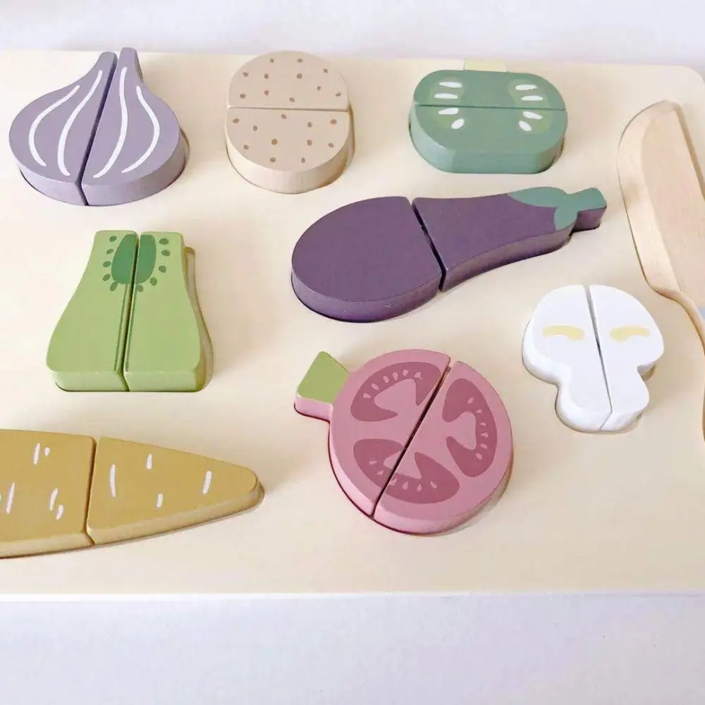 Funny Fruit Cartoon Animal Jigsaw Hamburg Montessori 3d Wooden Puzzle Ice Cream Colorful Baby Wooden Toys Gift