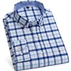 2024 New Men's Social Shirts Long sleeved Oxford Cotton Comfortable Breathable Business Casual Plaid Formal Shirt Male Clothing