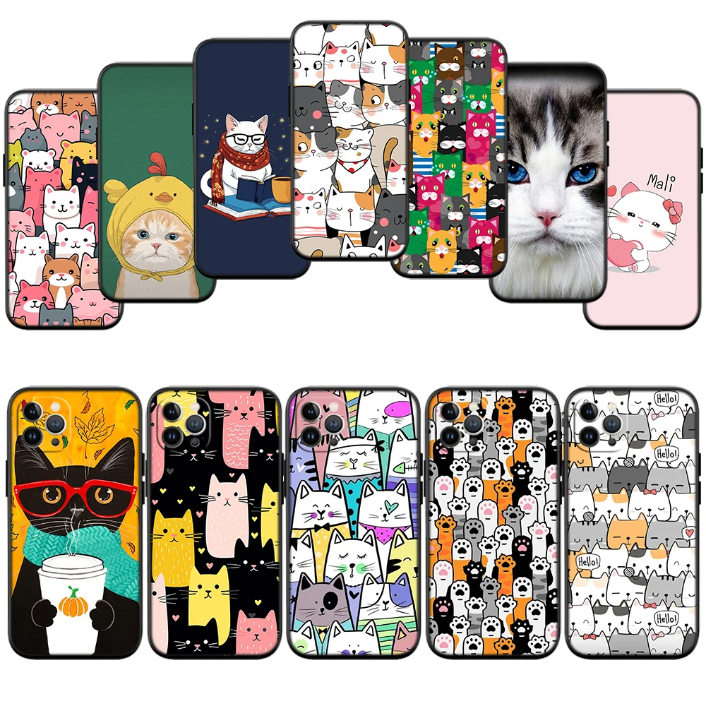 Adorable Cat Cartoon Phone Case - Whimsical Feline Design Protector