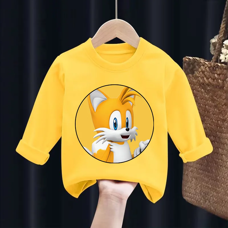 thumbnail image 1 of Camisetas estampadas de Sonics, cuello redondo, mangas largas, figuras de anime para niños, camisetas para niños, ropa de moda para niños y niñas con estampados, 1 of 5