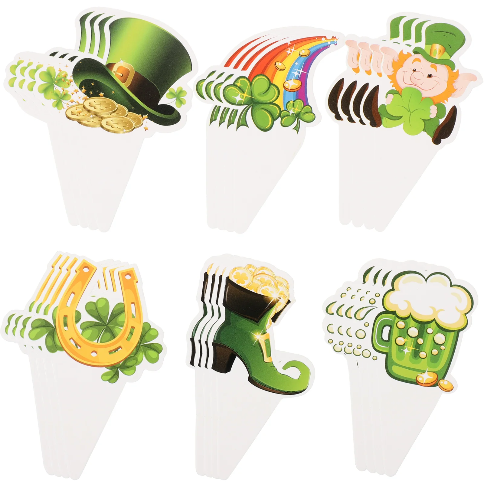 

24 Pcs Dessert Table Cake Flags Decor Patricks Day Decorations Paper Cupcake Topper Ornament