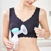 Women Solid Color Fixed Shoulder Strap Soft Comfortable Bra Breastfeeding Bra Without Steel Ring Breast Pump Underwear 3