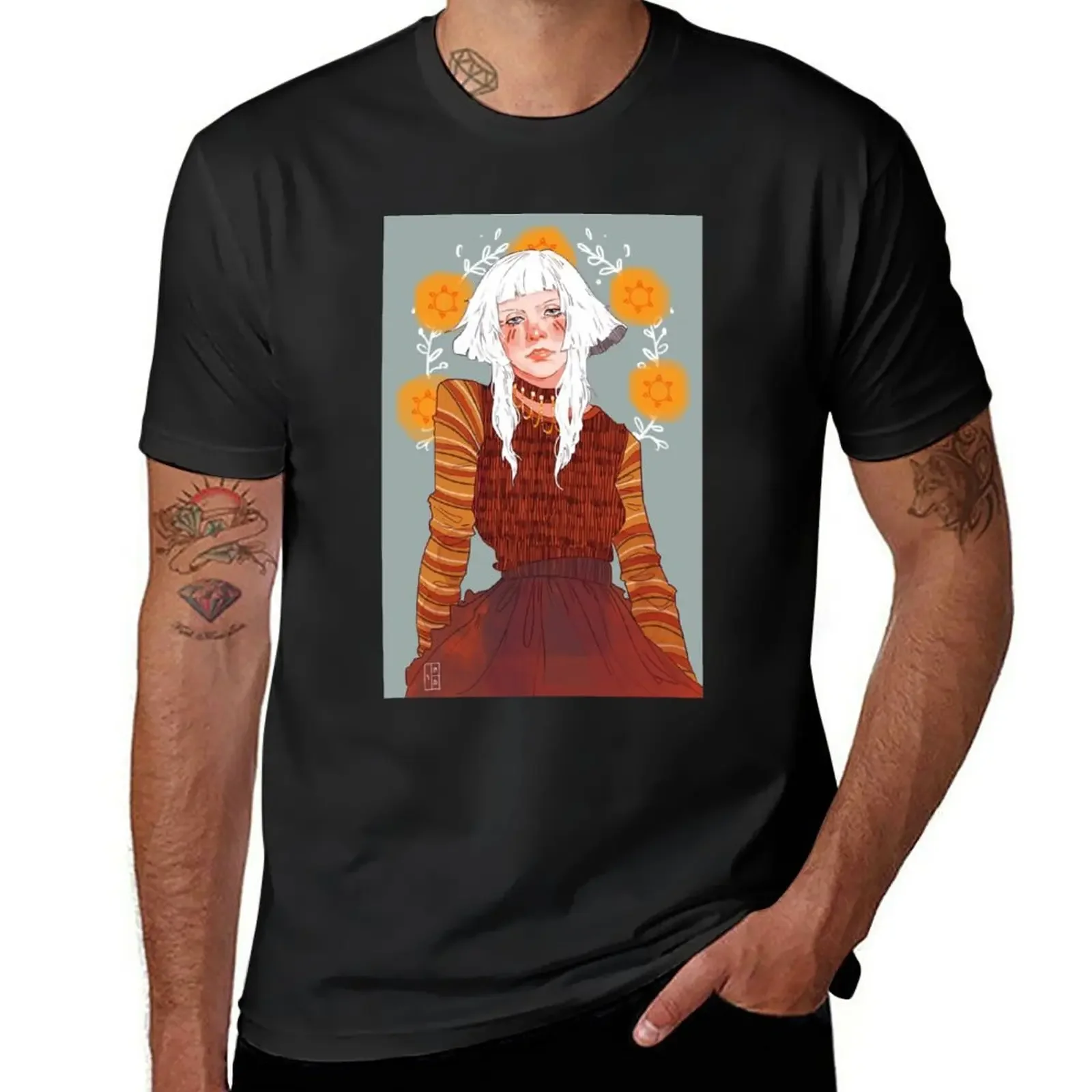 

Aurora Art Print T-Shirt korean fashion summer clothes mens white t shirts