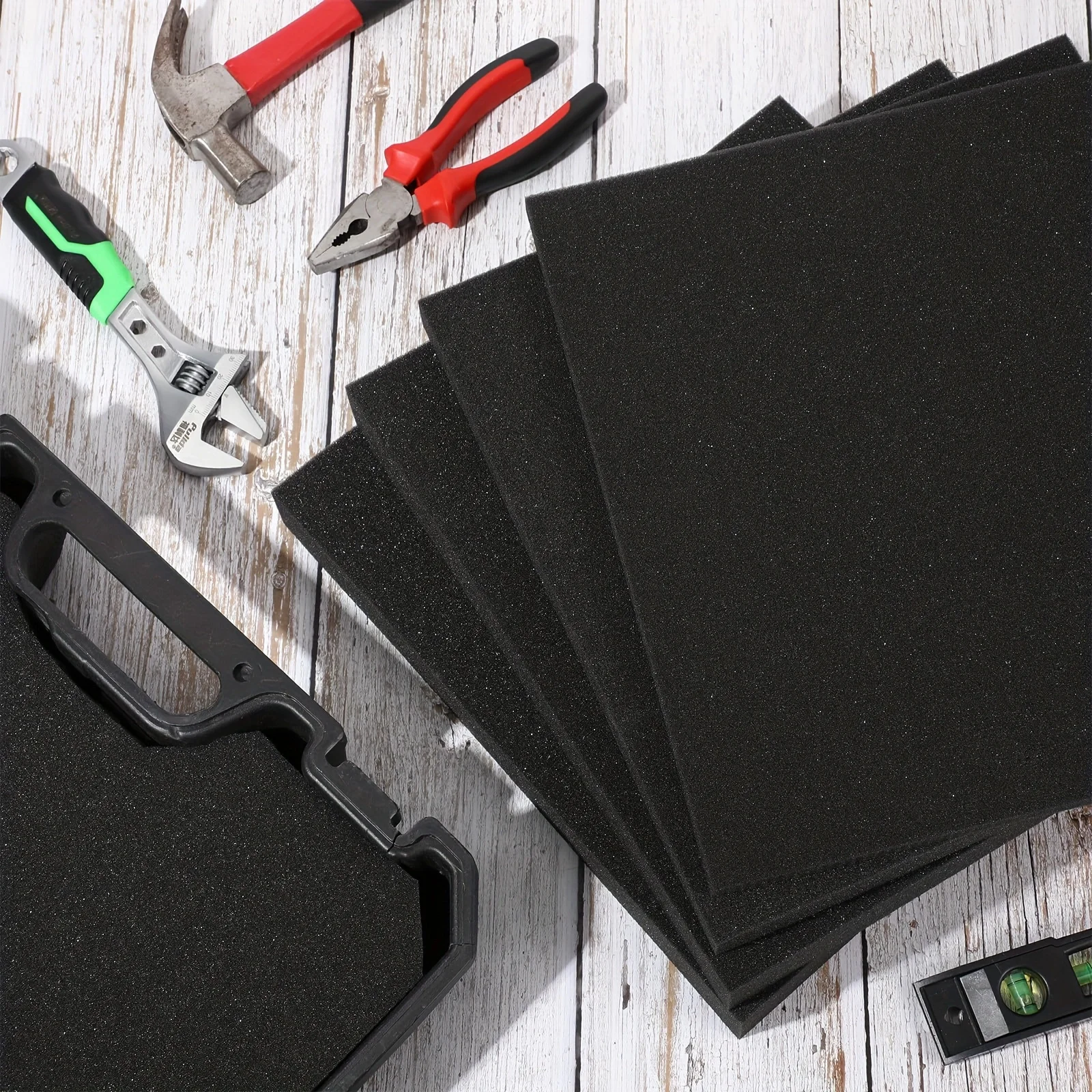 Toolbox Foam Sponge Box Lining 2 Pack Black Cuttable Craft Foam Sheets Polyurethane Cushioning Inserts Use for Tool Box Board Game Box Cases Storage Drawe
