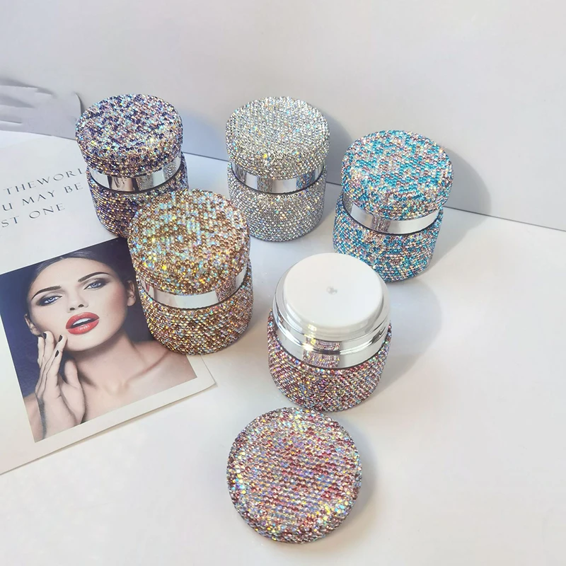 Bling Diamond Press Type Vacuum Bottle Face Cream Lotion Cream Separate Jars Travel Portable Cosmetics Packaging Bottle Acrylic