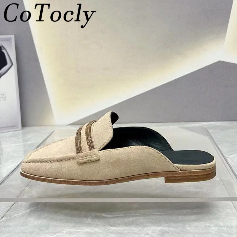 

Hot Sales Kid Suede Slippers Woman Round Toe String Bead Flat Slides Female Holidays Casual Shoes Comfort Slippers Woman