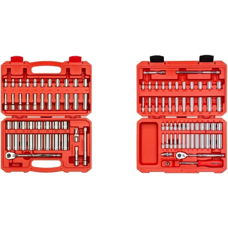 

TEKTON 3/8 Inch and 1/4 Inch Drive 6-Point Socket Sets, 97 Pieces