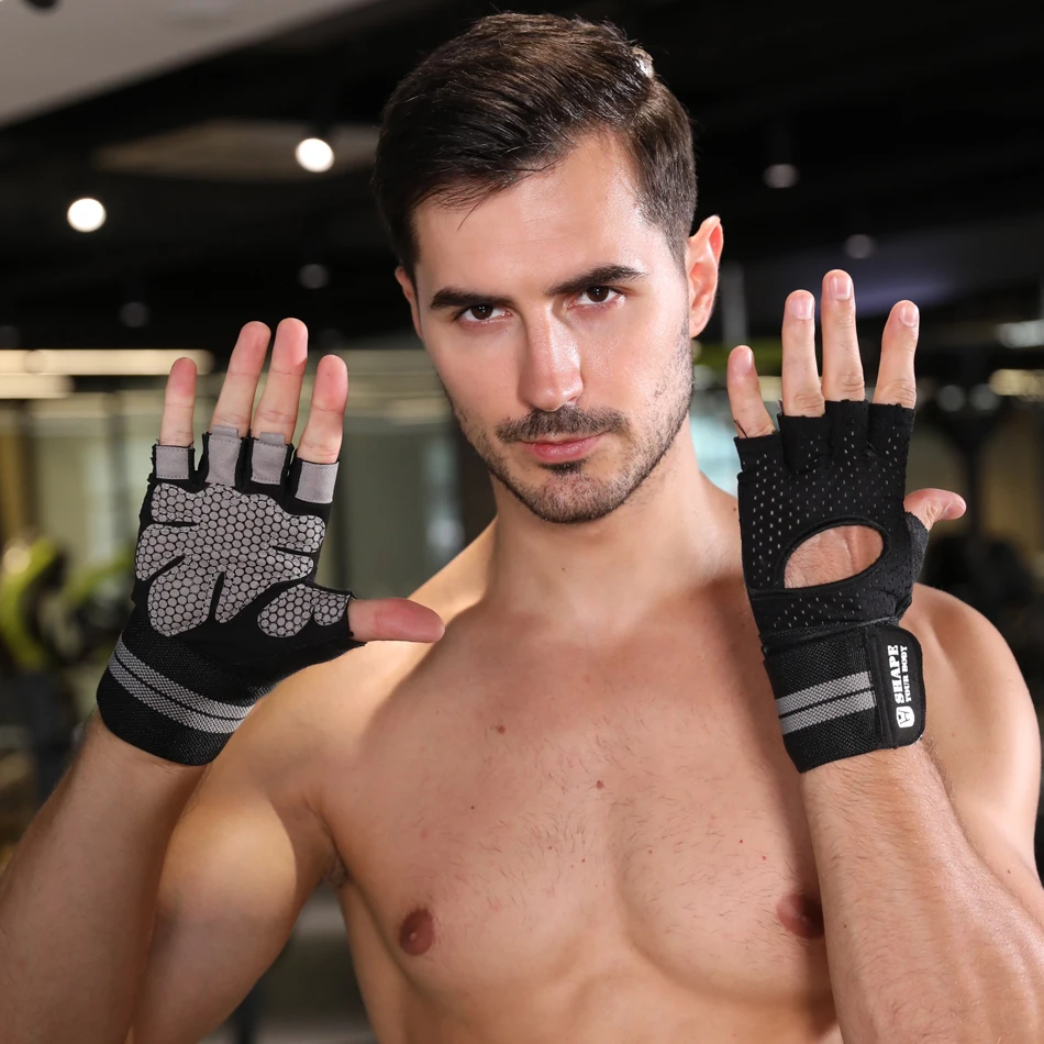 Weightlifting Gloves WorthWhile Half Finger Gym Fitness Gloves with Wrist Wrap Support for Men Women Crossfit Workout Power Weight Lifting Equipment
